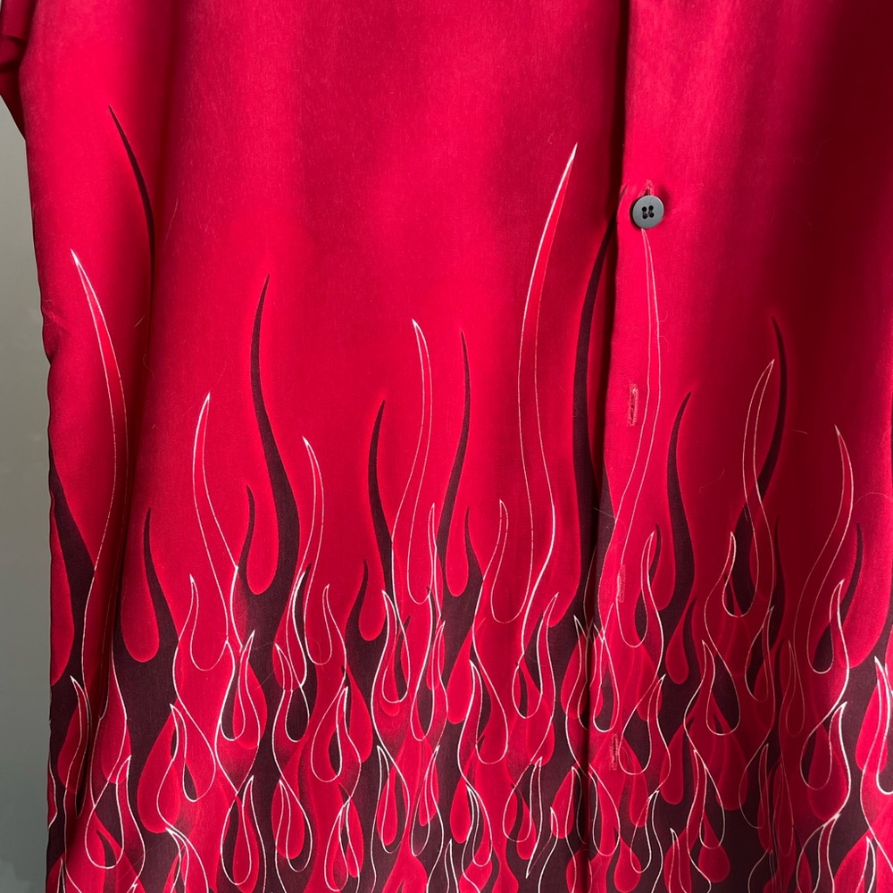 Guy fieri vibe flame button down shirt